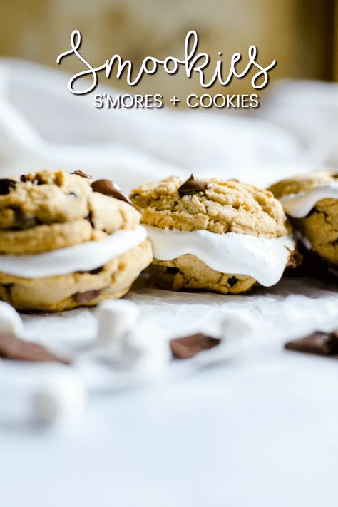 Grab a couple of these chocolate chip graham cracker cookies and make a sandwich with marshmallow cream or a toasty marshmallow. Aka: Smookies! Make A Sandwich, Graham Cookies, Graham Cracker Cookies, Popular Cookies, Cracker Cookies, Smores Cookies, Marshmallow Cream, Recipes With Marshmallows, How To Make Sandwich