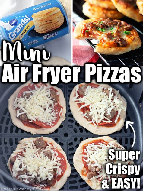 Mini Air Fryer, Air Fryer Pizza, Pizza Easy, Biscuit Pizza, Dinners Easy, Pizza Dinner, Air Fryer Oven Recipes, Air Fry Recipes, Biscuit Dough