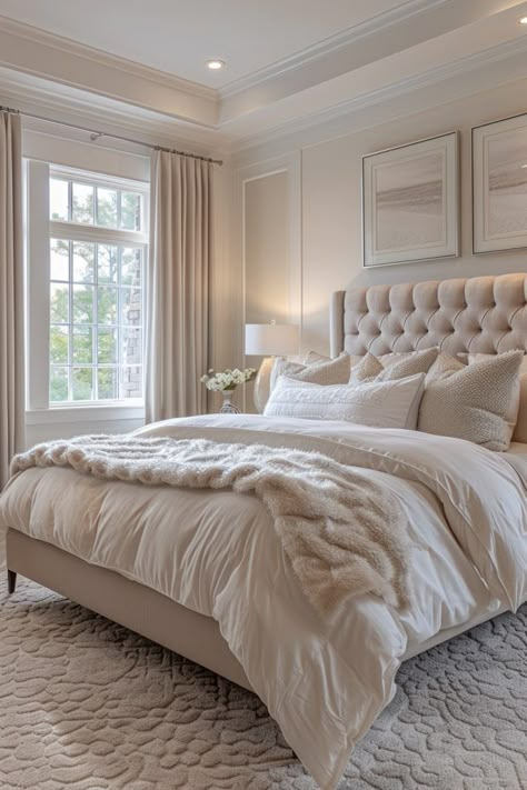 29 Timeless Decor Bedroom Ideas for Everlasting Elegance 9 Relaxed Bedroom Decor, Luxury Master Bedrooms Decor Elegant, Tray Ceiling Ideas Bedroom Master Suite Crown Moldings, Glam Master Room Bedroom Ideas, Neutral Bedrooms Ideas, Guest Bedroom Ideas On A Budget, White Bedroom Ideas Cozy, Elegant Bedroom Ideas Classy, Timeless Bedroom Decor