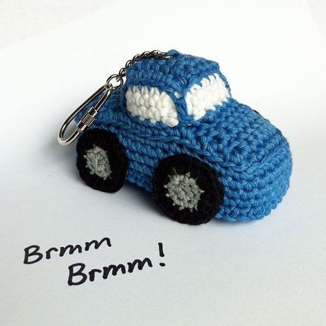 Key Chain Car, Crochet Car, Crochet Keychain Pattern, Pola Amigurumi, Car Key Fob, Car Bag, 자수 디자인, Crochet Keychain, Car Keychain