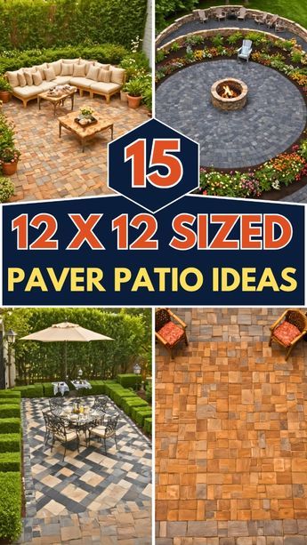 Elevate your outdoor space with these 15 creative 12×12 paver patio ideas. Discover stylish layouts and unique patterns that maximize your patio's potential. Explore various materials, colors, and design elements to create a functional and attractive outdoor area. From cozy seating arrangements to elegant fire pits, find inspiration to transform your 12×12 space into a perfect spot for relaxation and entertainment. Ideal for any backyard, these ideas offer something for every style. Stone Patio Small Backyard, Ground Level Patio Ideas, Fire Pit Ideas With Pavers, Paver Patios For Small Yards, Paver Designs Patterns Backyard, Paver Fire Pit Ideas, Square Patio Design, Tile Patio Ideas, Paver Fire Pit Patio