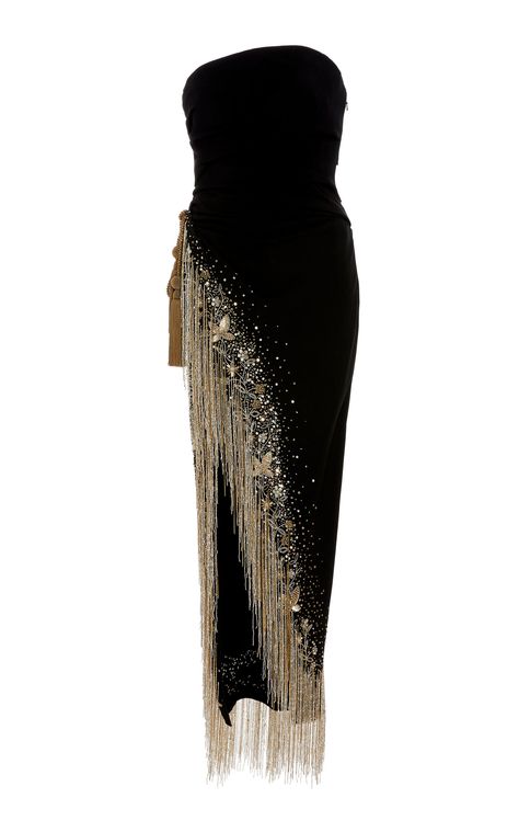 Click product to zoom Gown With Fringe, Black Strapless Gown, Cute Party Outfits, Couture Mode, Strapless Gown, Glam Dresses, Gorgeous Gowns, Classy Dress, Couture Dresses