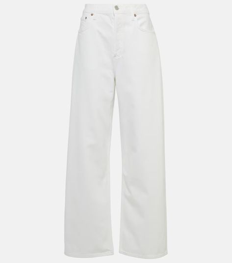 White Baggy Jeans, Baggy Wide Leg Jeans, Saint Laurent Jeans, Wide Leg Jeans Cropped, Designer Jeans For Women, Casual Wide Leg Pants, Chelsea Boots Men, Leopard Print Blouse, Influencers Fashion