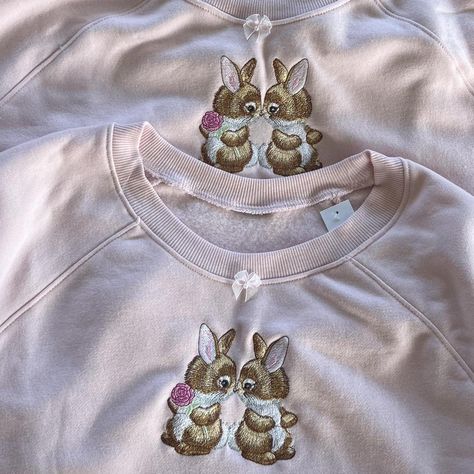 Look what I just found on Depop 🙌 https://depop.app.link/zQ0lCjAPezb Aesthetic Soft Girl, Bunny Sweater, Bunny Sweatshirt, Patchwork Sweatshirt, Bunny T Shirt, Crazy Daisy, Bunny Outfit, Cute Embroidery, Embroidery Sweatshirt