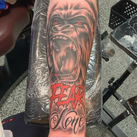 Fear None Neck Tattoo Men, Bible Scripture Tattoos For Men Forearm, Black Man Tattoo Ideas, Fear Tattoo Men, Black Men Sleeve Tattoo, Fear Nothing Tattoo, Black Tattoos Men, Fear None Tattoo Men, Fear None Tattoo