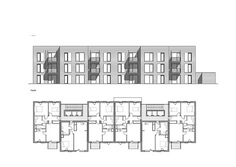 Gallery of 60 Social Housing Apartments in Rive-De-Gier / Tectoniques Architects - 17 Residential Building Plan, Social Housing Architecture, Housing Architecture, Architecture Site Plan, Small Apartment Building, Co Housing, Collective Housing, Modular Housing, Corporate Housing