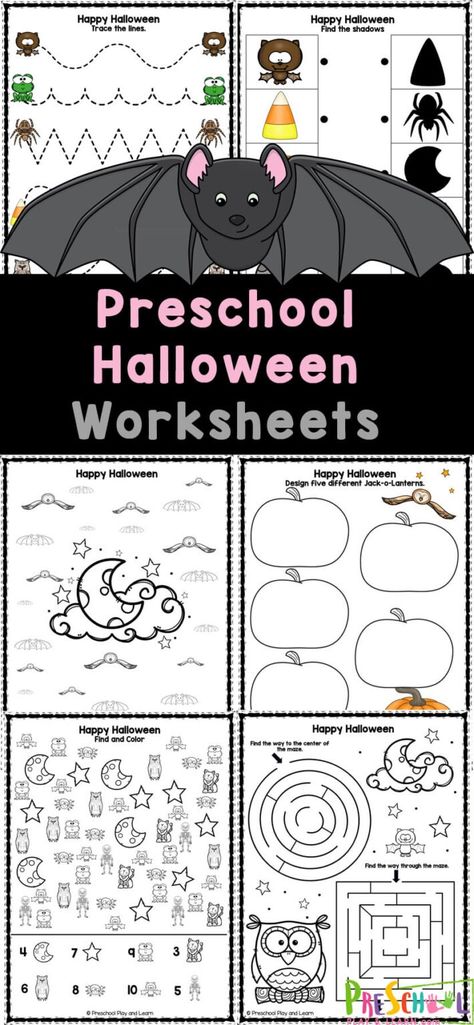 These fun and free Halloween Worksheets for preschoolers are perfect for helping your children in preschool work have fun while working on their fine motor skills, math and literacy skills. Halloween For Preschool, Holiday Activities For Preschoolers, Free Halloween Worksheets, Halloween Worksheets Preschool, Halloween Tracing, Free Educational Apps, Halloween Counting, Lego Math, Halloween Activities Preschool