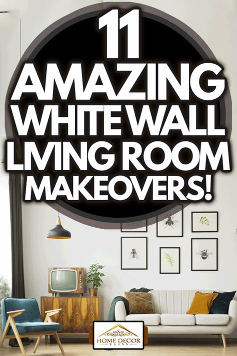 White Wall Living Room Makeovers: Vintage TV and Cozy Couch Living Room Ideas With White Walls, White Living Room With Color, White Wall Living Room Ideas, White Living Room Walls, White Wall Living Room, Living Room White Walls, Living Room With White Walls, Living Room Makeovers, White Walls Living Room