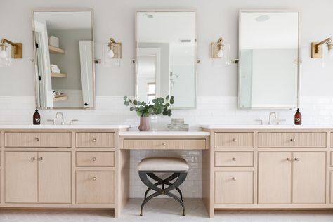 Mcgee Bathrooms, Mcgee Bathroom, Ensuite Vanity, Vanity Seat, Master Bath Vanity, Entry Kitchen, Master Ensuite, Bathroom Design Inspiration, Studio Mcgee