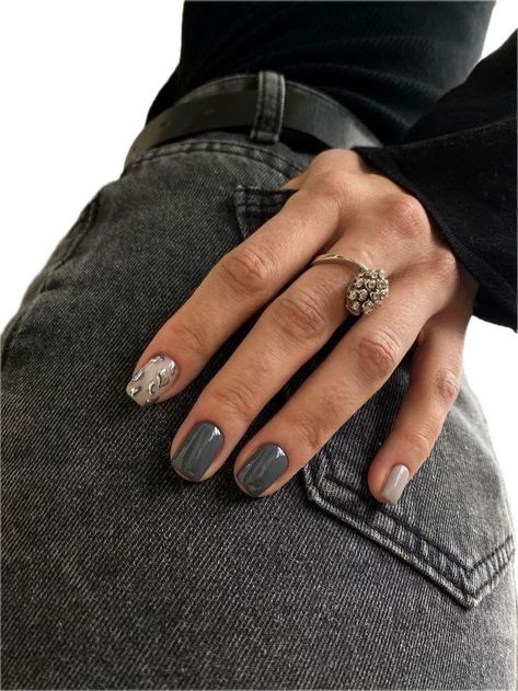 Fall Nude Nails, Wow Nails, Subtle Nails, Smink Inspiration, Grunge Nails, Simple Gel Nails, Minimal Nails, Casual Nails, Gray Nails