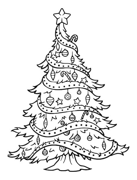 Christmas tree coloring page | Premium Vector #Freepik #vector #christmas #merry-christmas #merry #christmas-illustration Tree For Coloring, Christmas Tree Coloring, Merry Christmas Coloring Pages, Enchanted Tree, Tree Coloring, Christmas Tree Drawing, Christmas Coloring Sheets, Coloring Contest, Christmas Tree Coloring Page