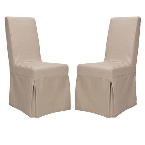 Safavieh Parsons Dining Durham Taupe Slipcover Dining Chairs (Set of 2) (MCR4521A-SET2), Grey (Cotton) Linen Slipcover, Slipcover Chair, Linen Dining Chairs, Parsons Chairs, House Supplies, Upholstered Side Chair, Furniture Outlet Stores, Slipcovers For Chairs, Side Chairs Dining