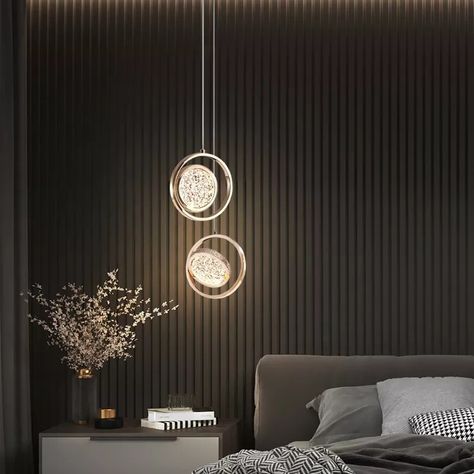 Bed Side Lights From Ceiling, Contemporary Hanging Lights, Night Stand Pendant Light, Bed Side Hanging Lamp, Pendant Light Next To Bed, Bedside Ceiling Pendants, Hanging Lights In Bedroom Pendant Lights, Pendants Next To Bed, Hanging Bedside Lights Pendants