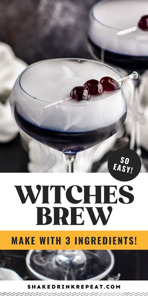 Witches Brew is a bright purple cocktail with a fun, fruity flavor. This simple and festive three ingredient cocktail is the perfect potion for your Halloween party. Halloween Potion Cocktails, Purple Halloween Cocktail, Witch Party Ideas For Adults, Witchy Party, Halloween Alcohol, Easy Party Drinks, Halloween Brew, Purple Potion, Halloween Party Drinks