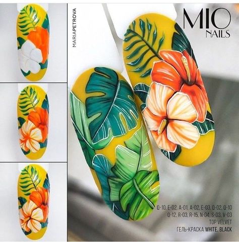 Tropical Nail Art, Fruit Nail Art, 3d Nail Art Designs, Tropical Nails, Dot Nail Art, Nail Drawing, Daisy Nails, Nail Art Designs Diy, Floral Nail Art