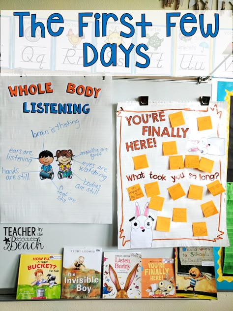 First Day Fun Beginning Of Kindergarten, First Week Of School Ideas, Teaching Second Grade, Teacher Material, Elementary School Classroom, First Day Of School Activities, 2nd Grade Teacher, First Year Teachers, Teaching First Grade