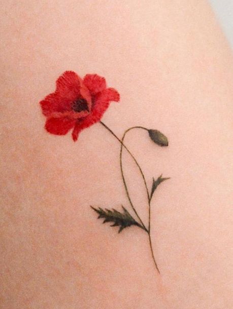 Behind right ear Poppy Ear Tattoo, Single Poppy Tattoo, Small Red Flower Tattoo, Red Poppy Flower Tattoo, Tiny Poppy Tattoo, Forgotten Tattoo, Poppy Flower Tattoo Design, Amapola Tattoo, Simple Poppy Tattoo