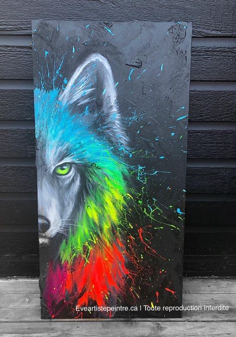 Wolves Painting Acrylic, Wolf Painting, Acrylic Art Projects, Painting Canvases, Simple Canvas Paintings, Canvas Painting Designs, Tableau Art, Canvas Painting Diy, Paint Night