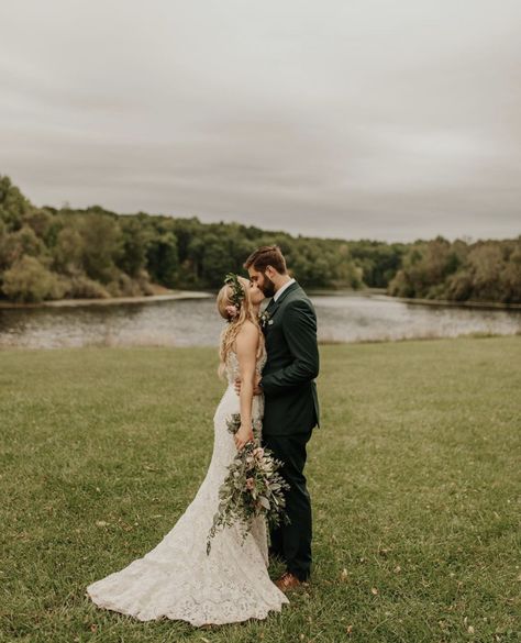 Groom With Green Suit, Green Groom Suit Black Groomsmen, Black White And Green Wedding Groomsmen, Groom Dark Green Suit, Forest Green Suit Wedding, Olive And Navy Wedding, Dark Green Suit Men Wedding, Green Groomsmen Attire, Dark Green Groom Suit