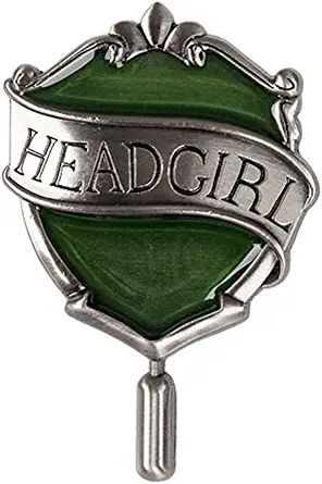 The Slytherin House Head Girl pin is 2 1/2" H x 1 5/8" W. It has the house signiture colors and is an antique style. Really Cute for a gift to a fellow slytherin. Stile Harry Potter, Harry Potter Slytherin, Slytherin Pride, Harry Potter Cosplay, Slytherin House, By Any Means Necessary, Slytherin Aesthetic, Green And Silver, Girls Pin