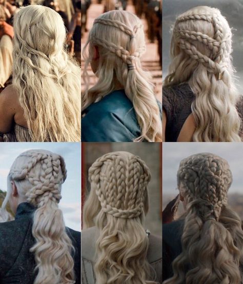 Targaryen Braids Aesthetic, Danaerys Targaryen Hair, Daenerys Targaryen Hair, Dystopian Movies, Targaryen Hair, Khaleesi Hair, Oc Hair, Royal Hair, Braid Game