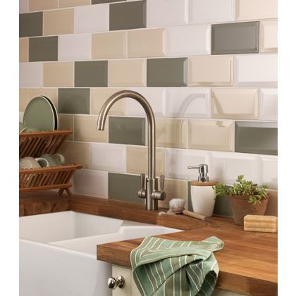 Metro Wall Tile - Cream - 200 x 100mm - 25 Pack Metro Tiles Kitchen, Bevelled Tiles, Interior Design Kitchen Contemporary, Grey Wall Tiles, Painted Paneling Walls, Metro Tiles, Cream Walls, Brown Kitchens, Kitchen Wall Tiles