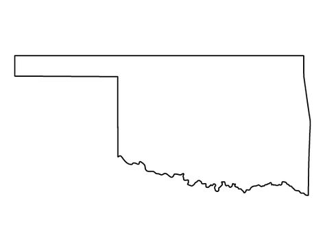 Oklahoma pattern. Use the printable outline for crafts, creating stencils, scrapbooking, and more. Free PDF template to download and print at http://patternuniverse.com/download/oklahoma-pattern/ State Of Oklahoma Tattoo, Oklahoma Tattoo Ideas, Oklahoma Embroidery, Oklahoma Outline, Oklahoma Tattoo, Oklahoma Map, Printable Outline, Oklahoma Art, State Tattoos