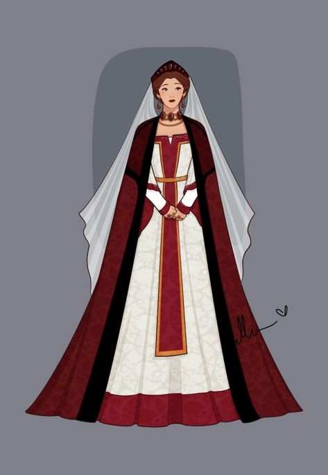 Artist Ellen Alicent Hightower Wedding Dress, Westeros Wedding Dress, Ellen Artistic, Targaryen Wedding Dress, Stark Outfit, Targaryen Dress, Asoiaf Fashion, Westeros Fashion, Byzantine Fashion