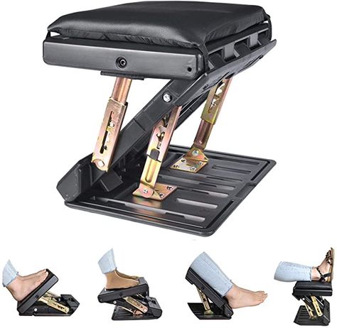 Amazon.com: Adjustable Footrest with Removable Soft Foot Rest Pad Max-Load 120Lbs with Massaging Beads for Car,Under Desk, Home, Train,4-Level Height Adjustment : Office Products Footrest Ideas, Adjustable Computer Desk, Kitchen Gadgets Unique, Stool Height, Leg Rest, Under Desk, Sitting Posture, Ottoman Footstool, Massage Chair