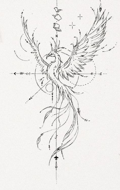 Feniks Tattoo, Phoenix Back Tattoo, Tato Phoenix, Phoenix Tattoo Feminine, Small Phoenix Tattoos, Phoenix Tattoo Design, Tattoos Geometric, Spine Tattoos For Women, Geniale Tattoos