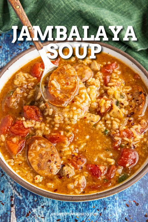 Andouille Soup Recipes, Andouille Recipes, Andouille Sausage And Rice, Jambalaya Soup Recipe, Jambalaya Soup, Andouille Sausage Recipes, Chicken Sausage Recipes, Gumbo Soup, Homemade Cajun Seasoning