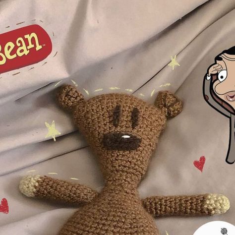 Crochet Things Aesthetic, How To Crochet A Teddy Bear, Mr Bean Teddy Crochet, Cute Things To Have, Crochet Small Plushies, Small Plushie Crochet, Crochet Patterns Bear, Crochet Teddies, Mr Bean Teddy