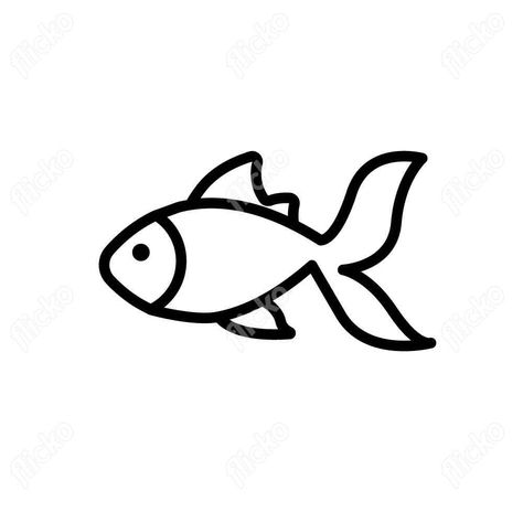 Simple Goldfish Drawing, Simple Animals Drawings, Goldfish Drawing Easy, Fish Outline Printable, Goldfish Outline, Goldfish Tattoo Simple, Outline Drawings Simple, Goldfish Icon, Goldfish Drawing