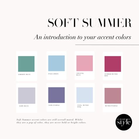 Soft Summer Guide for 2023 (Outfits, Makeup, Hair & more) True Winter Palette, True Winter Color Palette, Soft Summer Makeup, Cool Summer Palette, Soft Autumn Palette, Soft Summer Palette, Soft Summer Color Palette, Soft Summer Colors, Summer Palette