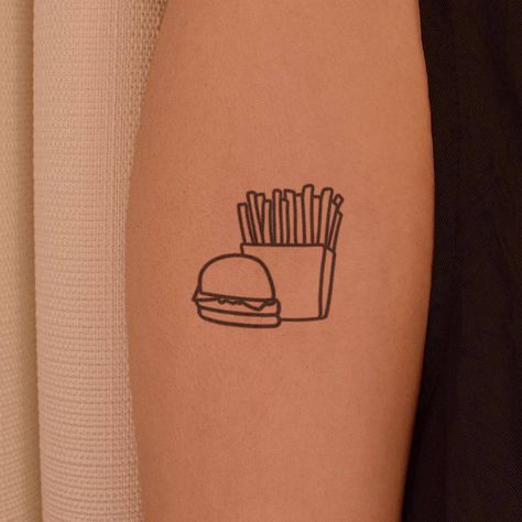 Fries Tattoo, Food Tattoo, Food Tattoos, Burger Fries, Burger And Fries, Tattoo Inspo, Sleeve Tattoos, Tattoos