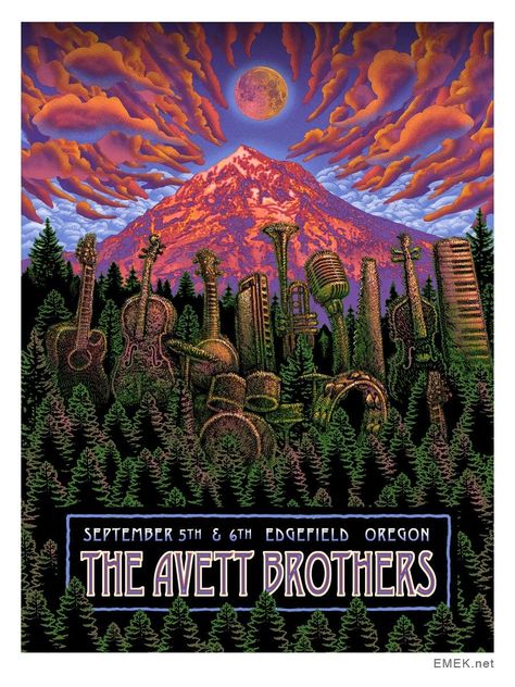 Emek Avett Brothers Edgefield, Oregon Poster Foo Fighters Concert Poster, Omg Posters, Folk Band, More Cowbell, The Avett Brothers, Brothers Art, Avett Brothers, Event Posters, Band Poster