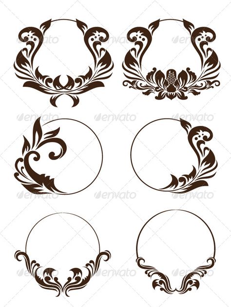 Blog Template Design, Oni Tattoo, Natural Ornaments, Illustrated Manuscript, Ornament Vector, Flower Drawing Tutorials, Baroque Ornament, Circle Ornament, Circle Outline