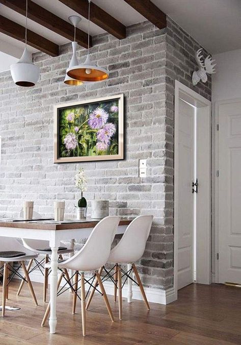 Nordic Style Interior Design, Style Loft, White Brick, Trendy Bedroom, Cool Apartments, Trendy Home, Paint Colors For Home, Exterior Brick, Farmhouse Dining