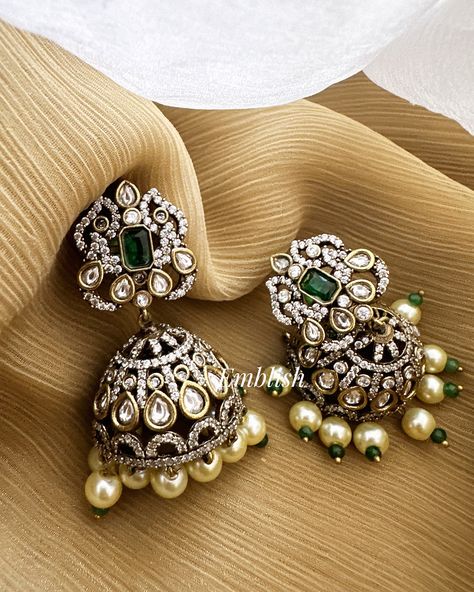 New in Victorian jhumkas Shop from our website Emblish.in #emblish #emblishcoimbatore #victorianjhumkas #jhumkas #southindianjewellery #bridaljhumkas Victorian Jhumkas, South Indian Jewellery, Quick Saves