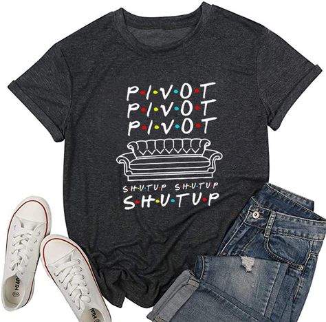 Friends Pivot, Friends Tv Show Shirt, Pivot Friends, New Style Tops, Letter Print Tee, Friends Tee, Friends Tshirt, Friends Tv Show, Graphic Tops