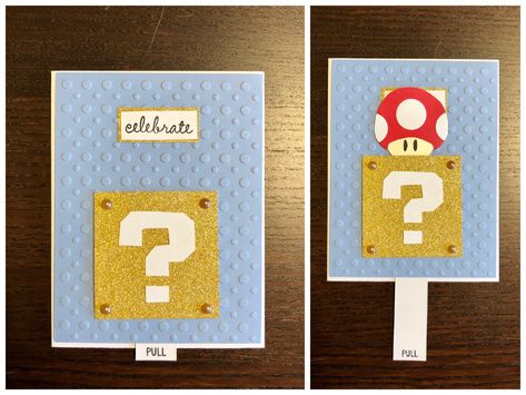 Mario Birthday Cards Diy, Mario Birthday Card, Mario Gifts, Super Mario Gifts, Mario Day, Cards Diy Easy, Slider Cards, Jennifer Mcguire, Mario Birthday