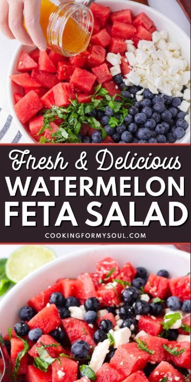 This Watermelon Feta Salad is the ultimate summer sensation! Enjoy the sweet crunch of watermelon, the savory tang of feta, and the fresh hints of basil and mint. Drizzled with a delicious honey-lime dressing, it's ideal for cookouts, picnics or just a refreshing snack. Easy to prep ahead, it's a hydrating, healthy treat for sunny days! Watermelon Salad Recipes, Snack Easy, Watermelon Feta Salad, Refreshing Snacks, Summer Salads With Fruit, Fresh Salad Recipes, Watermelon And Feta, Watermelon Salad, Lime Dressing