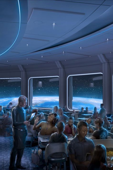 A Space-Themed Restaurant Is Coming to Epcot, and You Have to Be "Shot Into Orbit" to Get There These Broken Stars, Disney Worlds, Dining Plan, Spaceship Interior, Sci Fi City, Space Artwork, Spaceship Design, Disney Tips, Disney Dining