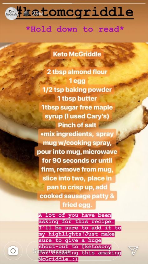 Keto Mcgriddle, No Carb Breakfast, Lchf Breakfast, Keto Breakfasts, Low Carb Biscuit, Sugar Free Maple Syrup, Keto Recipes Ketogenic, Sugar Free Diet, Keto Pancakes