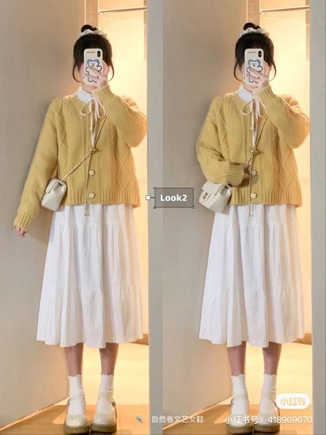 Modest Asian Fashion, Cute Japanese Outfits Casual, Japanese Outfits Casual, Korean Spring Fashion, Modest Girly Outfits, Anime School, Long Skirt Fashion, Cosplay Kawaii, Girl Cat