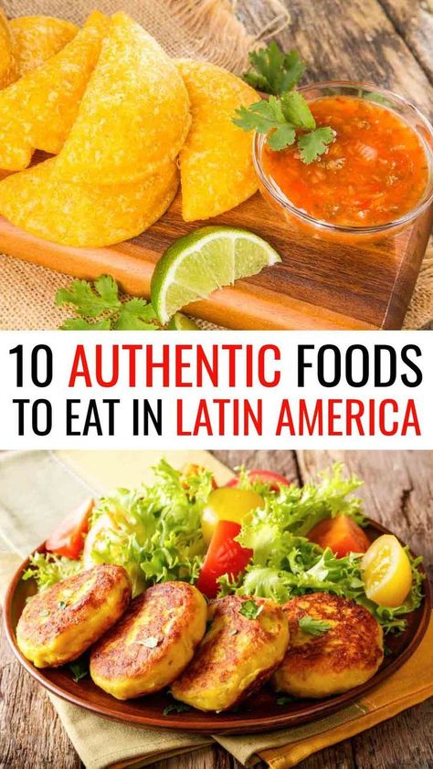 From Mexico south to Argentina, Latin America is a culinary traveler's dream. Empanadas, enchiladas, casado — these and 7 more Latin American dishes may inspire your next trip! If you travel to eat, you may be booking a flight after reading about these 10 authentic Latin American foods and where to taste them. #foodtravel #LatinAmerica | Latin American cuisine | Latin foods | Latin American food | Cental American Food | Mexican Food | South American Food | Caribbean Food | Food Travel South American Food, South American Dishes, South American Recipes, Latin American Recipes, American Foods, Latin American Food, Around The World Food, America Food, American Dishes