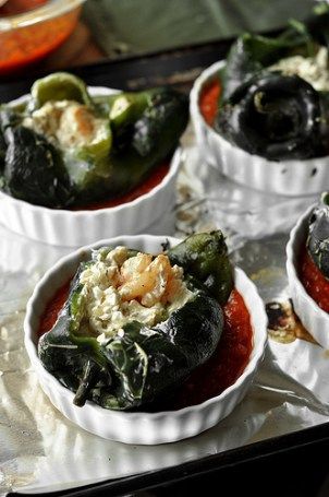 Roasted Shrimp-Stuffed Poblano Peppers Stuffed Poblano Pepper Recipes, Stuffed Poblano Pepper, Poblano Pepper Recipes, Cooking Puns, Calorie Counting Recipes, Stuffed Poblanos, Poblano Peppers Recipes, Tapas Appetizers, Shrimp Stuffed