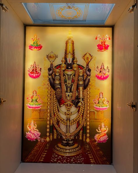 Venkateswara swamy digitally designed glass of the best quality and good material. 🛕 #Devotional #Art #Glassware #aksharaglass Digital Print Glass Design, Digital Glass Printing Designs, Pooja Door, Pooja Door Design, Venkateswara Swamy, Wall Tv Unit Design, Unit Design, Pooja Room Door Design, Room Door Design