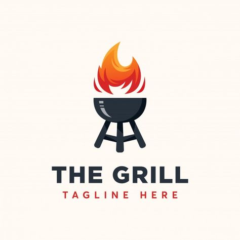 Plantilla de logotipo de parrilla | Premium Vector #Freepik #vector #fondo #logo #comida #vintage Food Logo Inspiration, Bbq Logo, Grill Logo, Photoshop Training, Fire Icons, Kitchen Logo, Logo Desing, Graphics Design Ideas, Logo Design Process