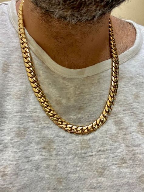 14K Yellow Gold Cuban Necklace Solid 14K Gold Cuban Link Necklace 24 Inch Cuban Gold Chain 12 MM Cuban Link Yellow Gold Necklace - Etsy Indonesia Cuban Gold Chain For Men, Mens Gold Chain Necklace, Chains Design, Man Gold Bracelet Design, Cuban Link Chain Men, Gold Necklace For Men, Men Chain, Cuban Necklace, Art Bracelet